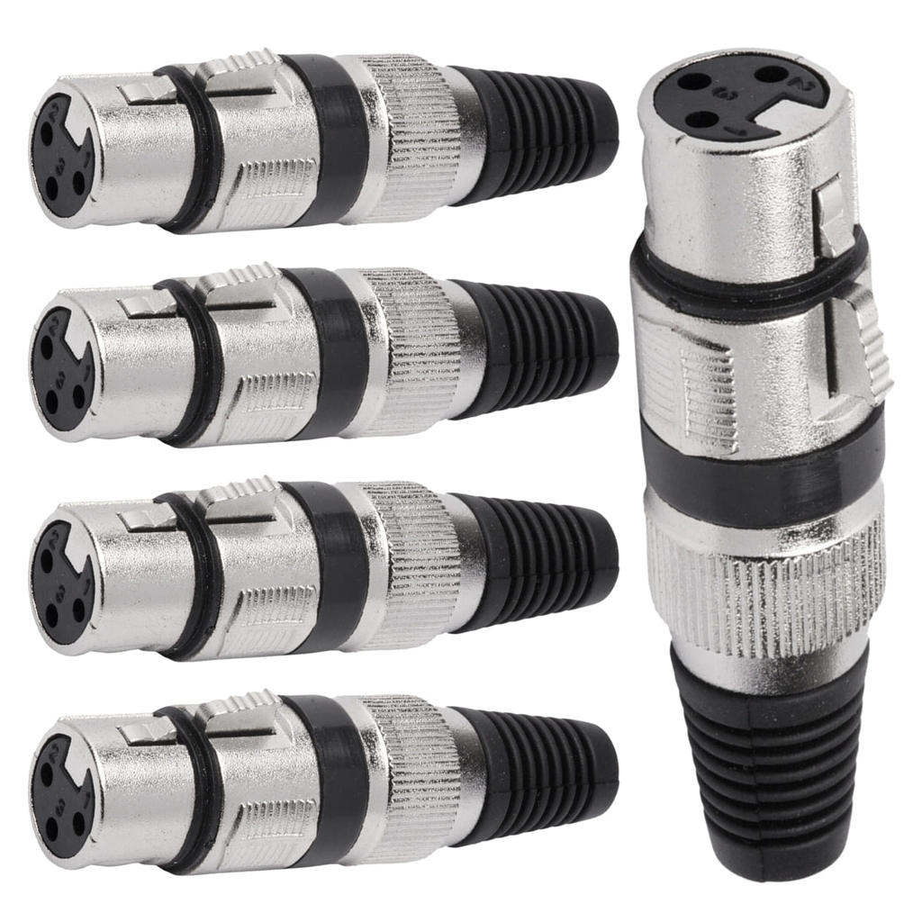 Conector Xlr Femea Linha Preto Corpo Metalico Storm 05 Unidades