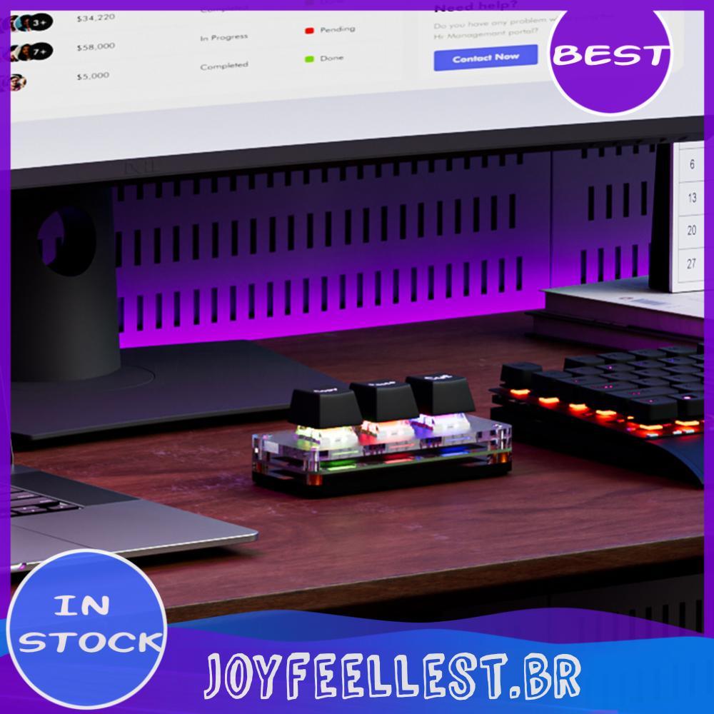 RGB Mini Cut Copy Paste Teclado Mecânico Para Jogos De 3 Teclas USB Tipo-C Trabalho De Contabilidade Ou Ritmo