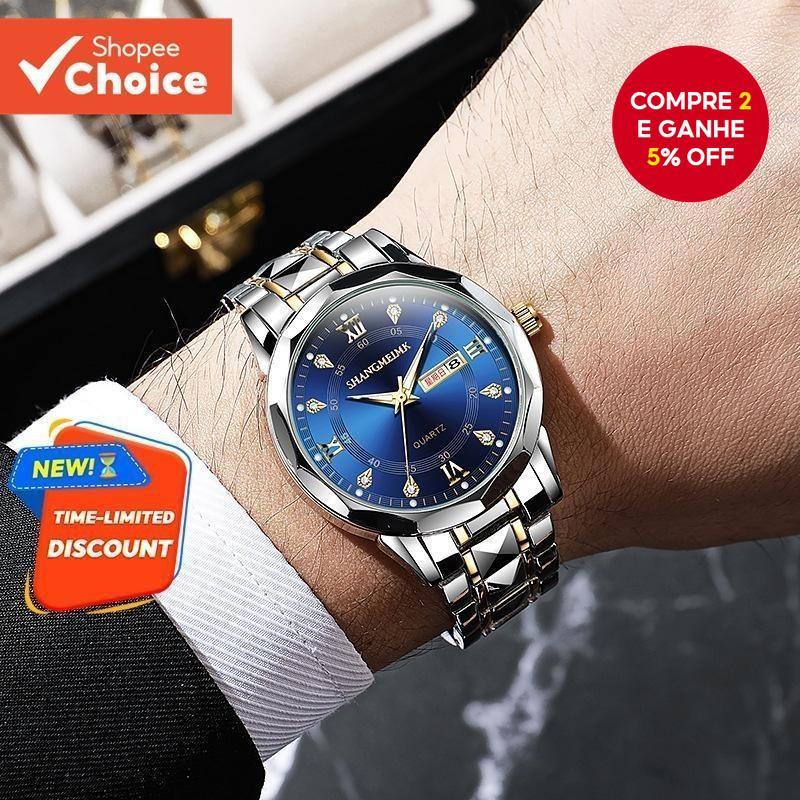 Relógio De Pulso De Quartzo Luminoso De Luxo Para Homens Design De Calendário Duplo Negócios À Prova D'água O Homem Mode