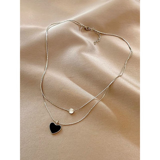 Dupla camada preto amor colar feminino ins doce estilo legal elegante influenciador acessórios moda High-End clavícula c