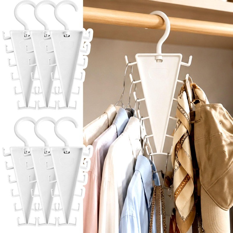 1-4 Unidades De Cabides De Roupas Com Vários Furos Que Economizam Espaço-Ganchos De Armazenamento De Chapéus De Cachecol