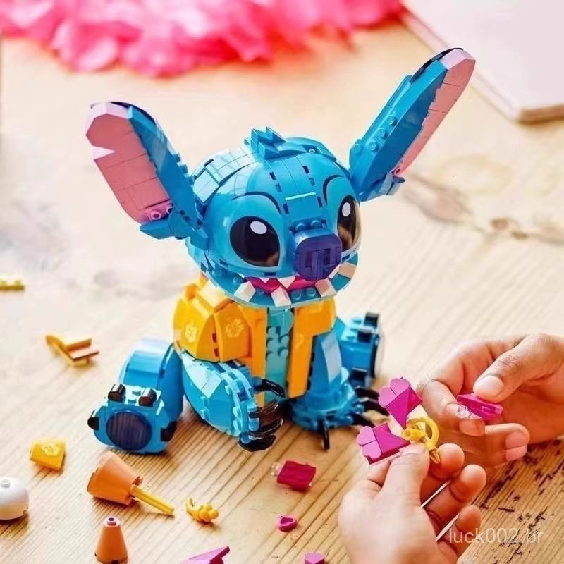 (Sem Caixa), Blocos de construção educativos para crianças compatíveis com Lego Friends da Disney, Stitch, coelho