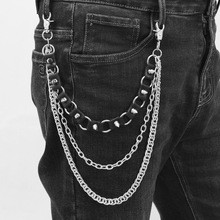 Europeu americano novo estilo calças acessórios na moda estilo Punk Multi-camada apontou Jeans corrente moda Hip-Hop dan