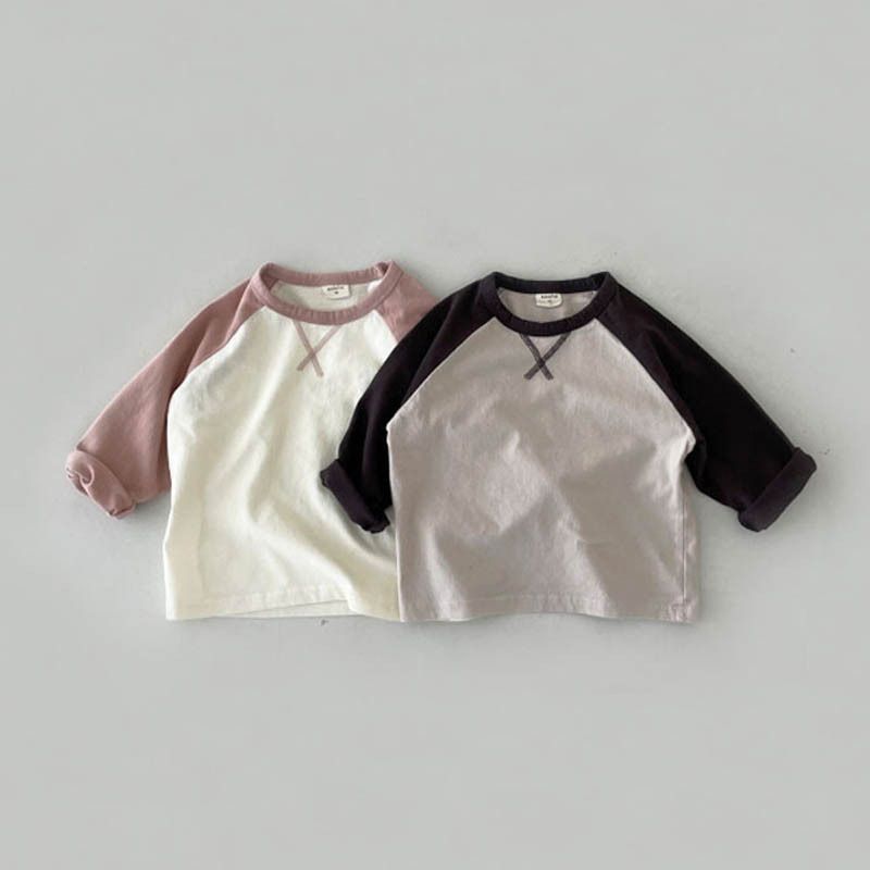Bebê de manga comprida topo estilo fino masculino feminino bebê Casual bonito camiseta primavera outono crianças simples