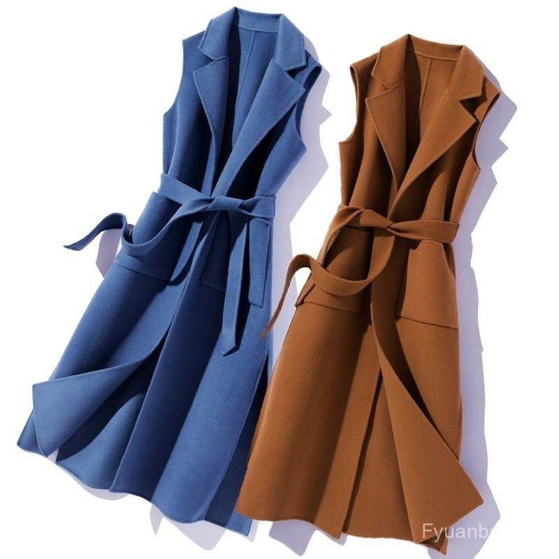 Novo estilo estilo ocidental colete de lã de comprimento médio colete outono inverno pequena versão coreana solta blusão