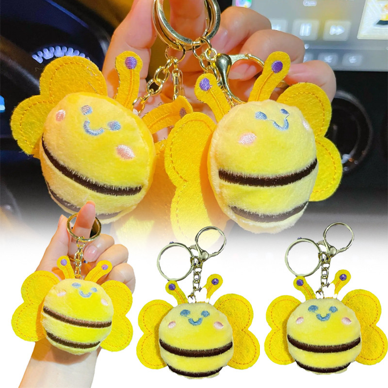 5/10 Pçs Doce Abelha Plushie Chaveiro Em Miniatura Animal De Pelúcia Com Tecido Macio Bonito Moda