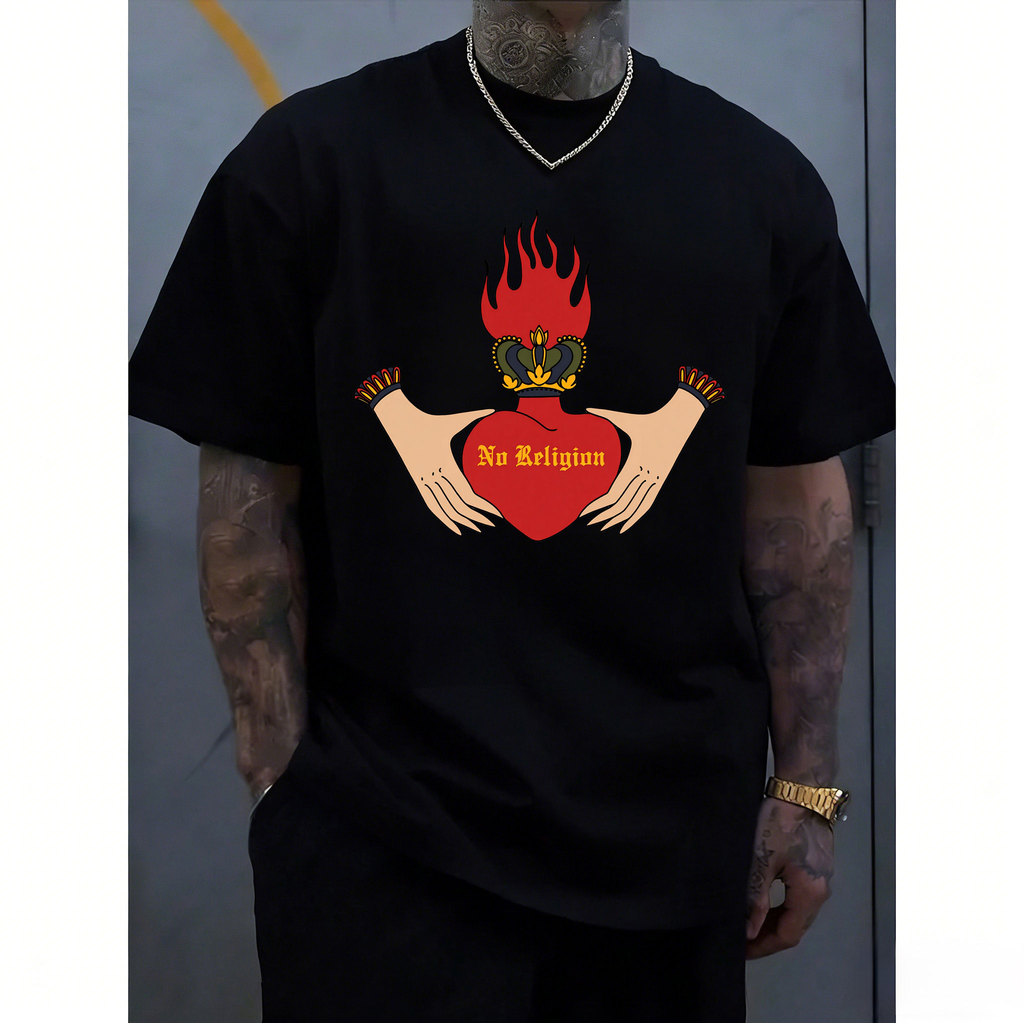 [Camiseta Premium em Algodão Puro]CC Oversized Streetwear Camiseta Masculina e Feminina, Estampa Religiosa, Lazer, 100% 