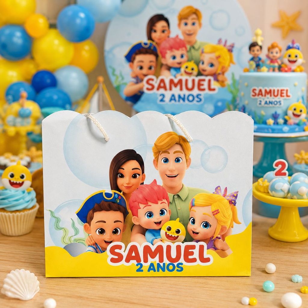 Sacolinhas para Lembrancinhas Personalizado Bebefinn Kids PEGUE E MONTE  (20x16x6cm)