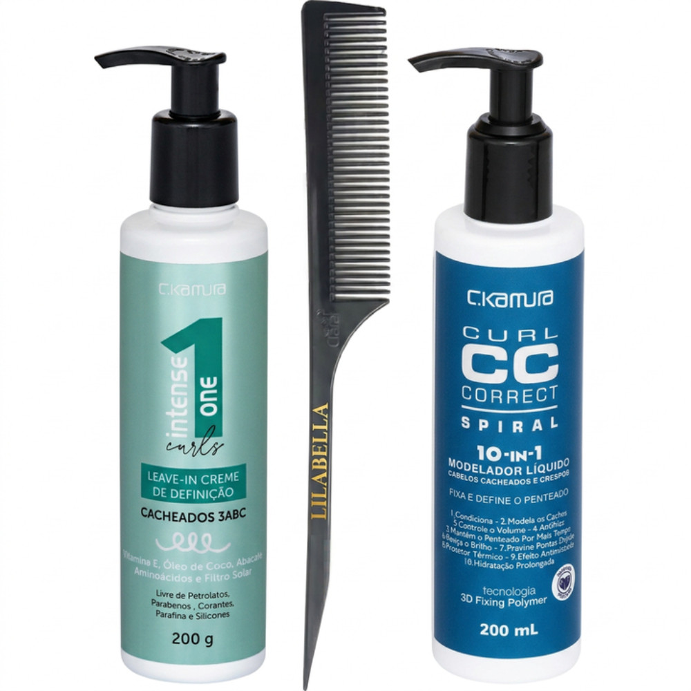 Kit Cachos C.Kamura Modelagem Leave in Pente Lilabella