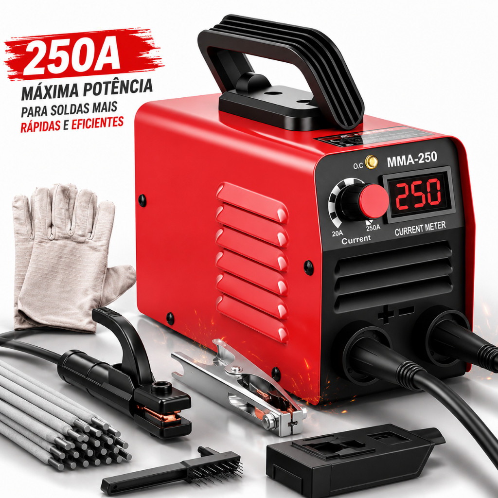 Máquina Solda Inversora 220V Display Digital eletrodo antiaderente Portátil Classe de Proteção F IP21S