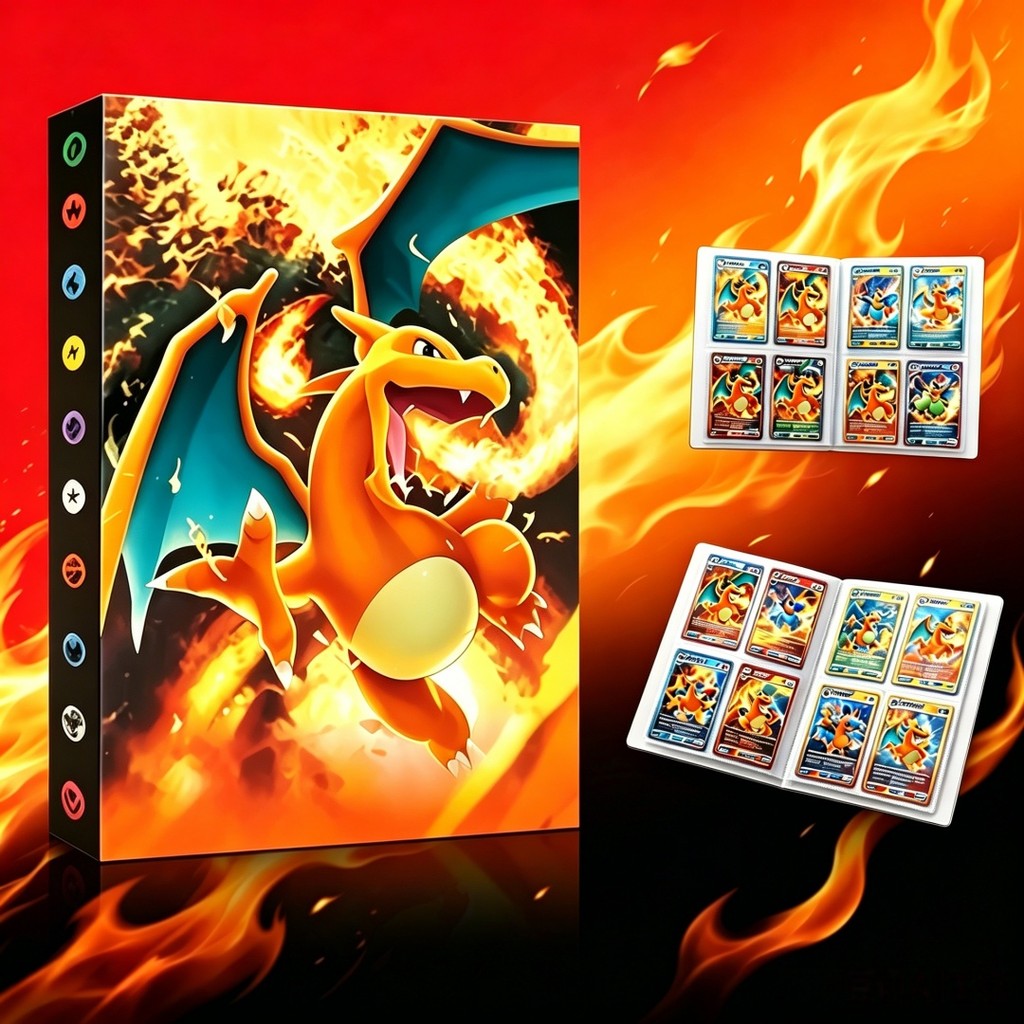 Pasta Porta Cartas Pokémon Charizard 240Cartas Álbum Fichário Oficial Impermeável Album Porta Cartas