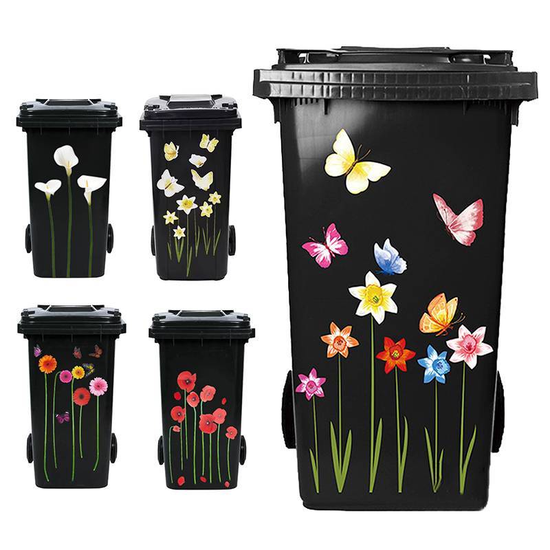 MCHY > Flor Lata De Lixo Stiers Margarida Lírio Roda Stier Auto-Adesivo Decalques De PVC À Prova Dwaterproof Água Decora