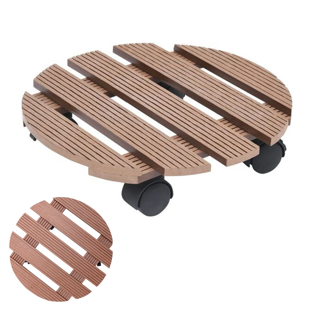 Suporte Vaso Planta Redondo Com Rodas Pallet Movel Deck Jardim Varandas Sacadas Resistente Versatil Decoracao