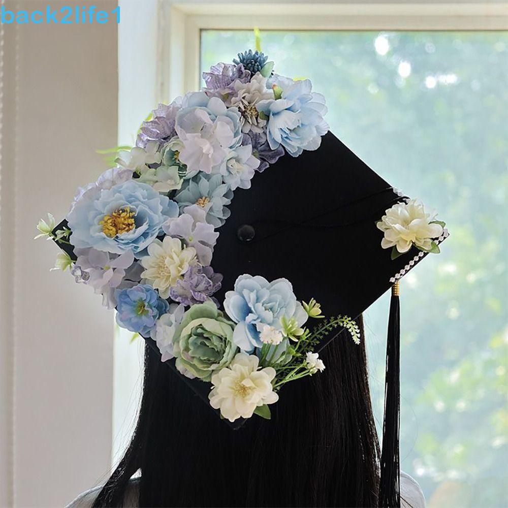 Boné De Formatura De Flores BACK2LIFE1 , Chapéu Acadêmico Médico Ajustável Com Borlas , Trincheira Franja De Solteiro