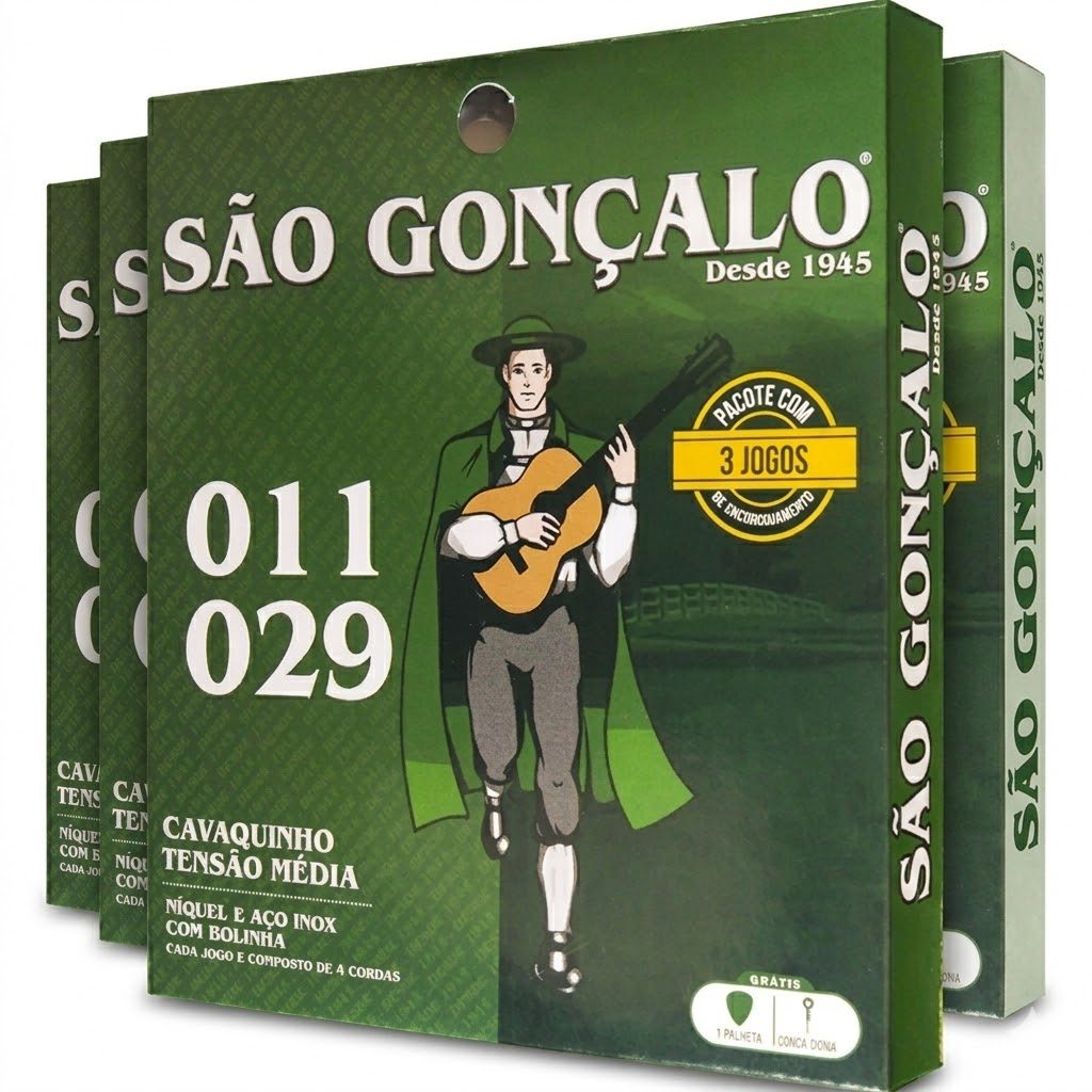 Kit 3 Encordoamento São Gonçalo Cordas P/ Cavaco Com Bolinha