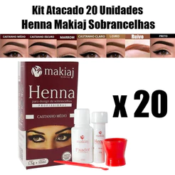 Kit Atacado 20 Unidades Henna Makiaj Sobrancelhas | 100% Natural