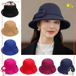 SULOVEDU Chapéu Feminino Vintage Retrô Com Aba Bowler Fedora Chapéus Elegantes Boné De Pescador Feltro De Lã