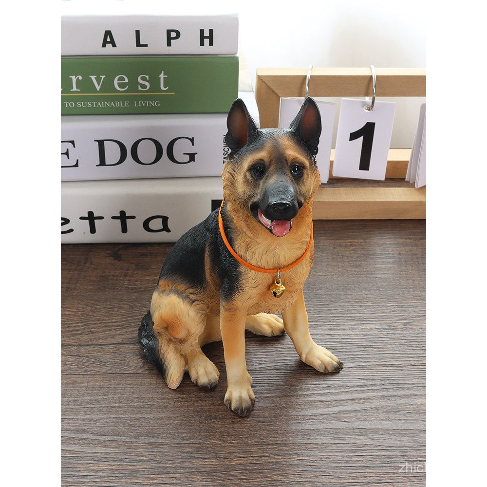 Novo modelo realista de cão-lobo de dorso preto, pastor alemão, cão policial, artesanato decorativo de animal do zodíaco
