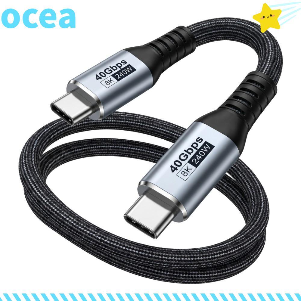 Cabo De Carregamento Duplo Tipo C OCEA , Dados USB4 PD 240W 8K @ 60HZ Vídeo Thunder-bolt 4 USB De 40 Gbps