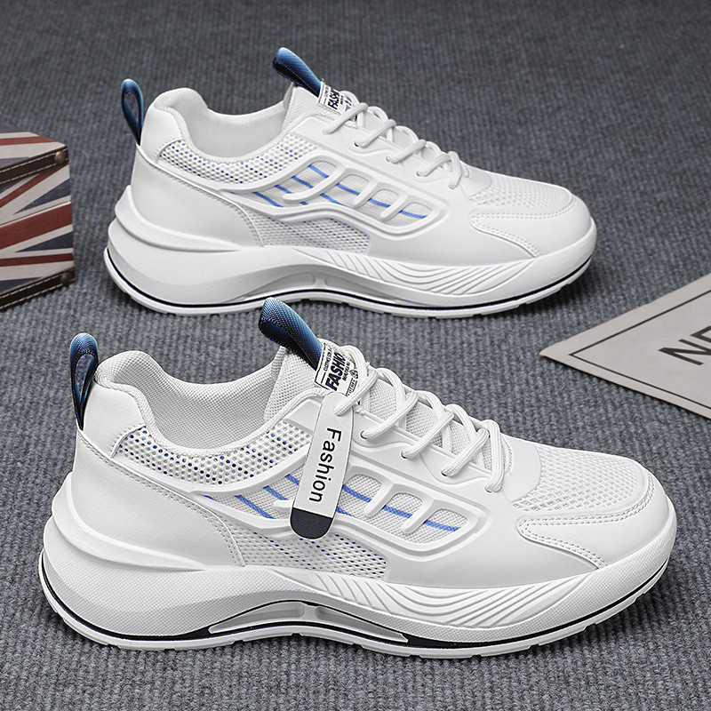 2026 sapatos masculinos primavera novo estilo malha respirável sapatos brancos masculinos na moda All-Match sapatos espo