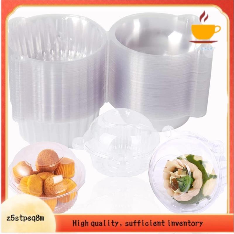 100 Pçs Caixas De Cupcake Transparentes De Plástico Individual Cúpula Único Suporte Recipiente De Alimentos Articulado C