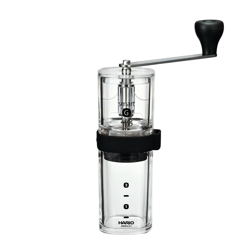 Moinho de café HARIO Smart G Moinho de cerâmica Transparente Grãos de café transparentes para 2 xícaras MSGN-2-T