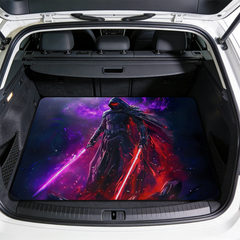 Tapete de porta-malas de carro com sabre de luz duplo Star Wars Kairo Lomb, tapete multiuso, adequado para porta-malas d