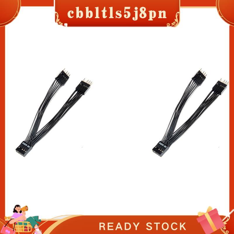 Cabo De Extensão HD De Áudio Da Placa-Mãe 2X 9 Pinos 1 Fêmea Para 2 Machos Y Splitter Cable Preto PC DIY 10 Cm