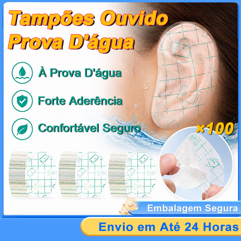 Kit 100 Adesivos Impermeáveis para Orelha Banho e Natação Infantil Adulto