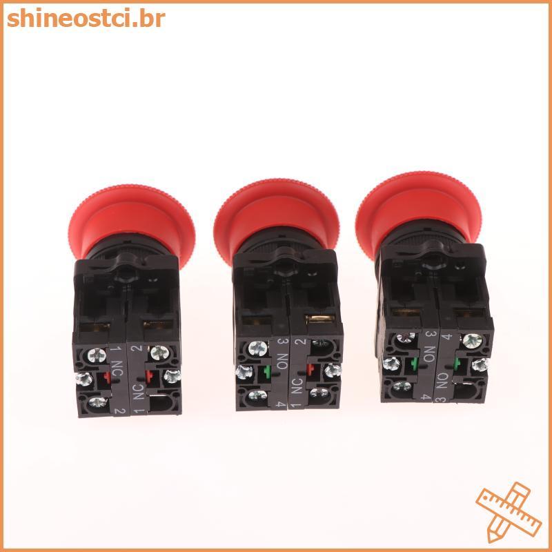 SHINE 1 Peça XB2-ES543 ES544 ES545 Travamento Automático 220V 22mm Interruptor De Botão De Cogumelo Vermelho De Parada D