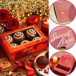 10 CAIXA C/ VISOR (06 DOCES) SWEET LOVE 4X12X8 CM 4896 ( DIA DOS NAMORADOS IDEIA ) OUTLET