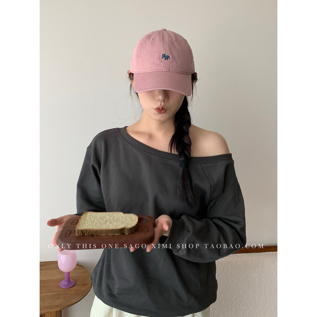 Rosa pequena raposa ~ versão coreana ins raposa bordado macio topo boné de beisebol feminino quatro estações moda All-Ma