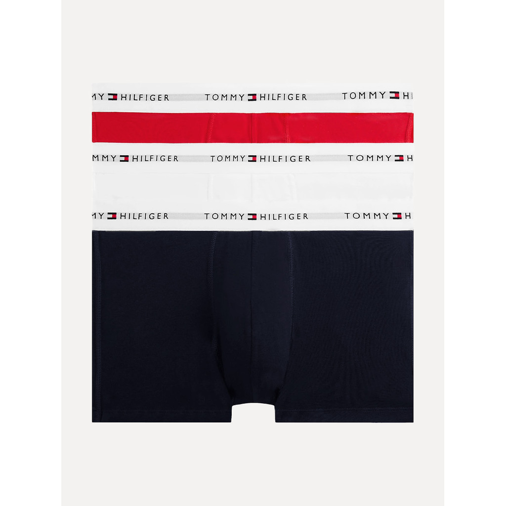 Cueca Tommy Hilfiger Cotton Stretch Trunk Vermelha Marinho e Branca Pack