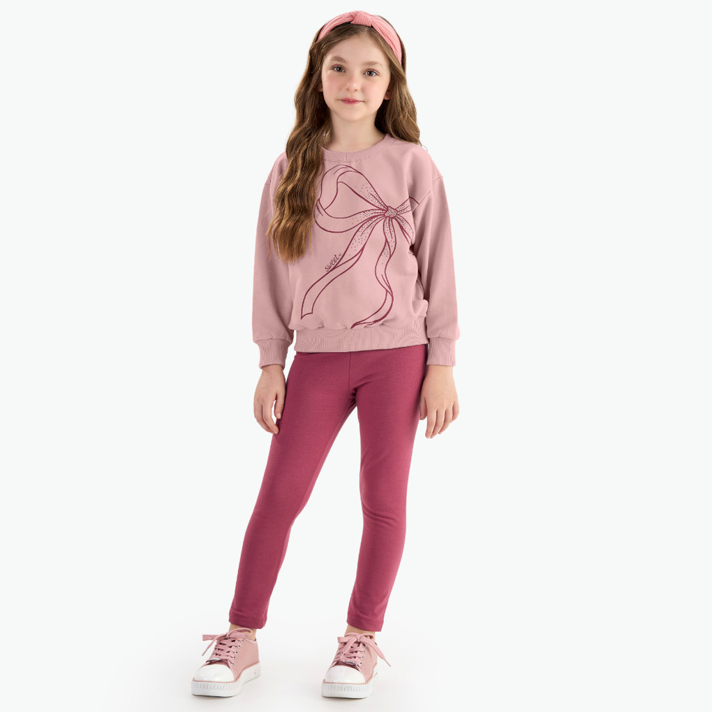 Conjunto Juvenil Menina Moletom Manga Longa Laço Rovitex feminino