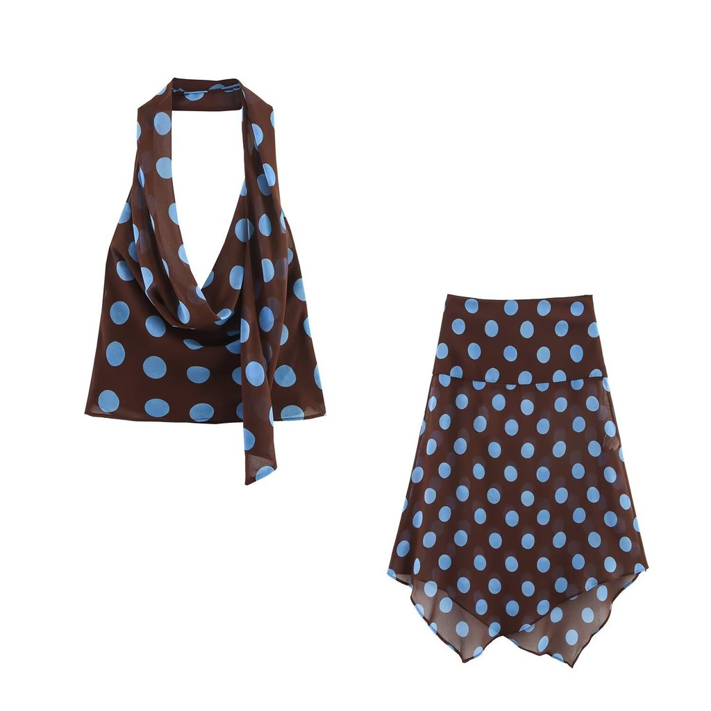 Saias, lenços, blusas de atacado para usar no pescoço, roupas femininas finas e assimétricas com bolinhas, roupas femini