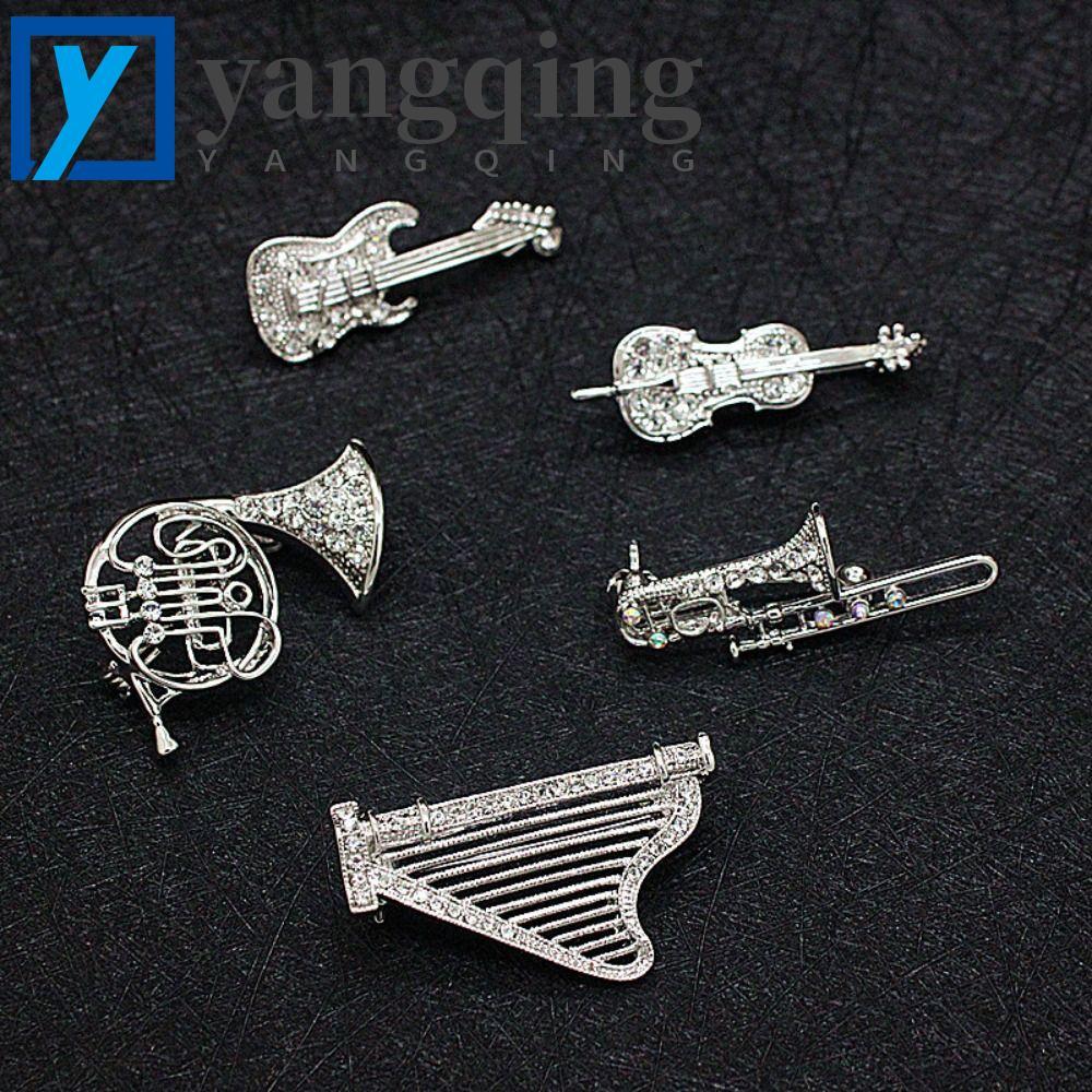 YANGQING Feminino Broche Acessórios De Roupas Sax Violino Trombone Guitarra Luxo Sentido Música Pontuação
