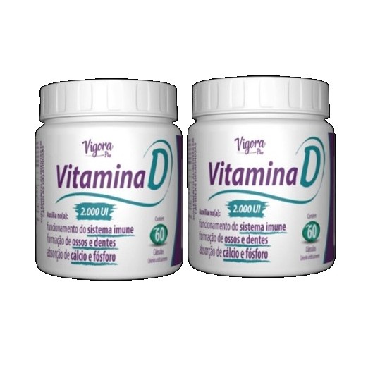 kit 2 Vigora Plus Vitamina D 2000ui 60 Cápsulas