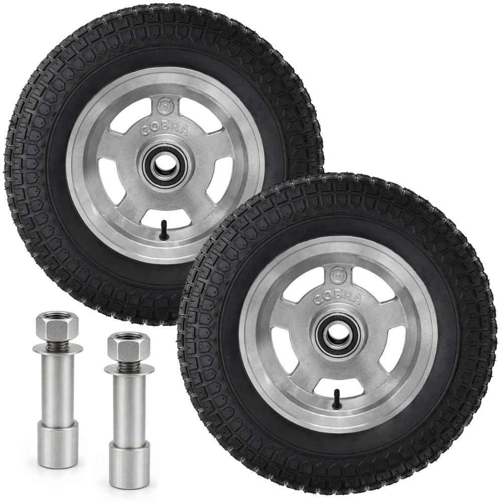 Kits 2 Rodas Aro De Aluminio 8 com eixo pneu 4.10/3.50-8 4 lonas 400 Kg Carretinha moto e Carga cobra