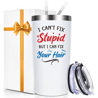 Qtencas Hairdresser Gifts for Women, Hair Stylist Gifts, I Can Fix Your Hair 20 Oz Insulated Tumbler, Gift for Hairdress