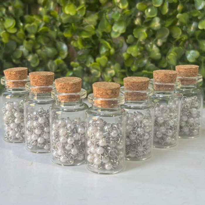 Kit 6 Terço Vidrinho Pérolas Pescoço Lembrancinha Delicado 1° Eucaristia Crisma Casamento Batizado Promoção