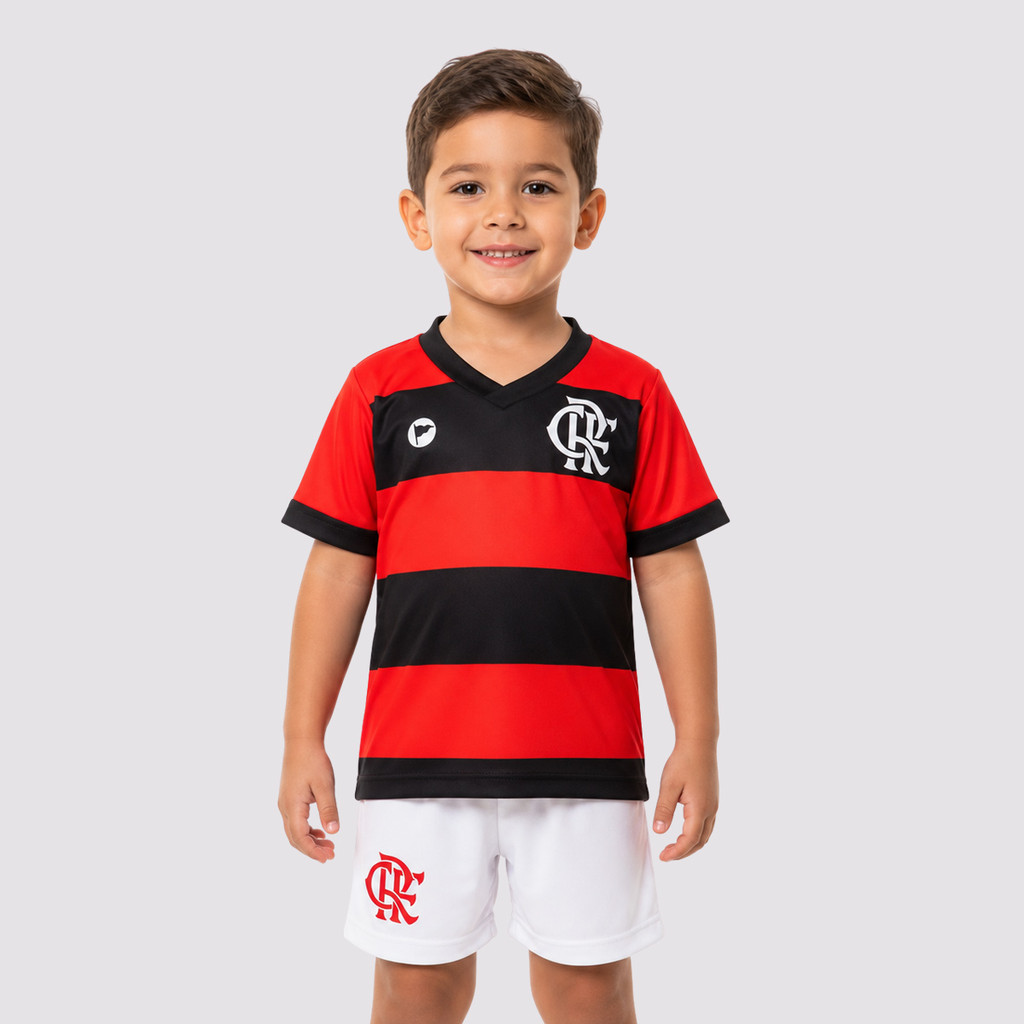 Kit Infantil Flamengo Baby Vermelho e Preto