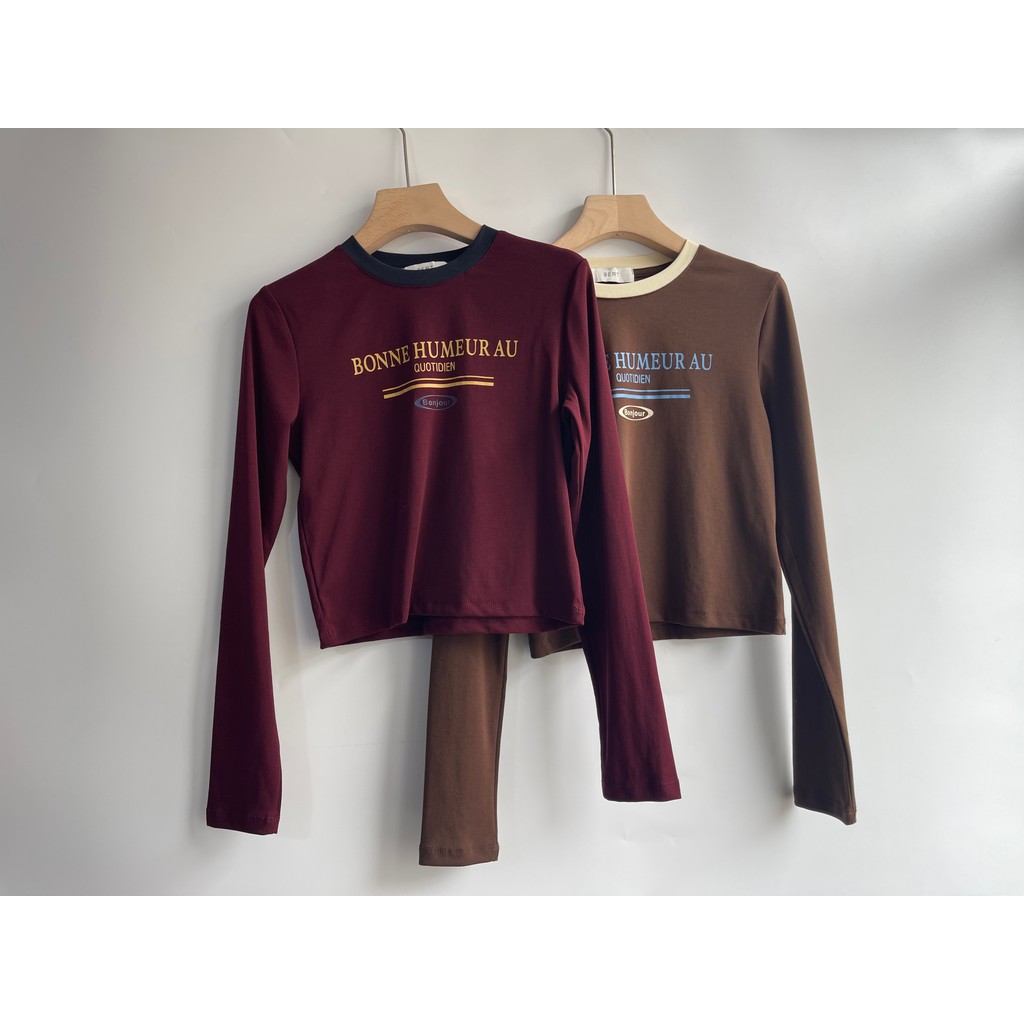 Produto europeu impressão costura Design sentido camiseta primavera outono manga comprida magro-ajuste quente menina Bas