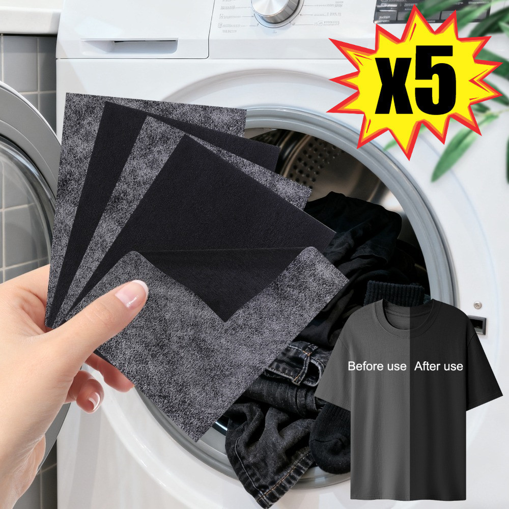 Papel para Tingir e Restaurar Roupas Pretas Antigas, 5 Peças, Prático, Tabletes de Tingimento, Fixação de Cor ZSYW