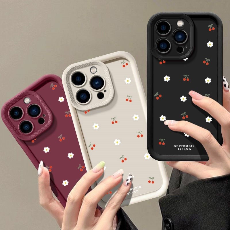 Capa De Telefone Coreana Pequena Flor De Cereja Para Samsung Galaxy S20 Plus Ultra S21 FE A22 A72 A02 A03 J7 CORE M34 M1