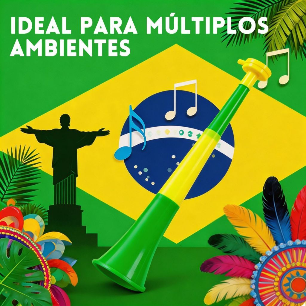 Vuvuzela Dobrável Brasil 28cm – Compacta e Fácil de Transportar