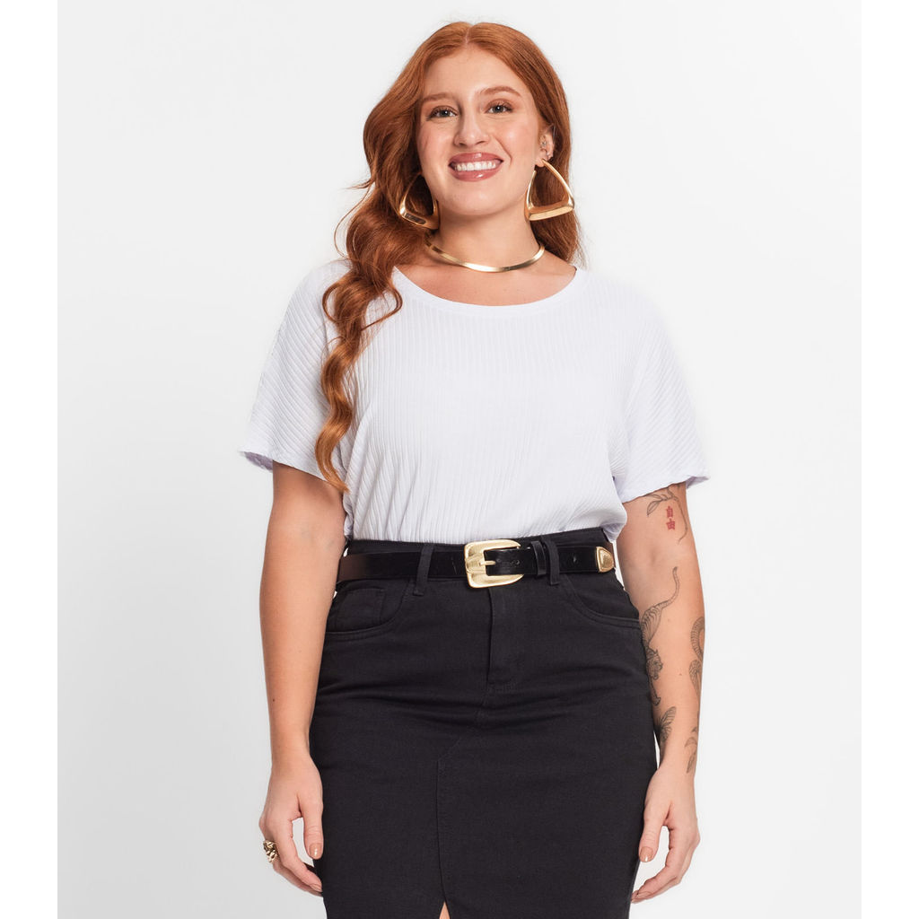 Blusa Feminina Plus Size Secret Glam Branco