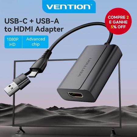 Adaptador Vention HDMI USB-C USB para HDMI 1080P@60Hz para MacBook Pro, iPad e laptop.