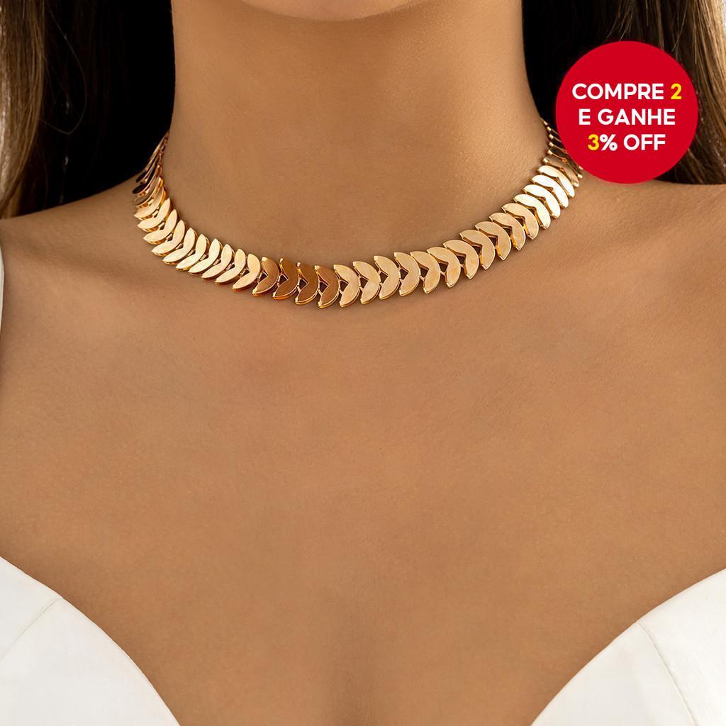 Elegante Simples Escala Corrente Curto Gargantilha Colar Para Mulheres Na Moda Cor Ouro Pescoço Acessório