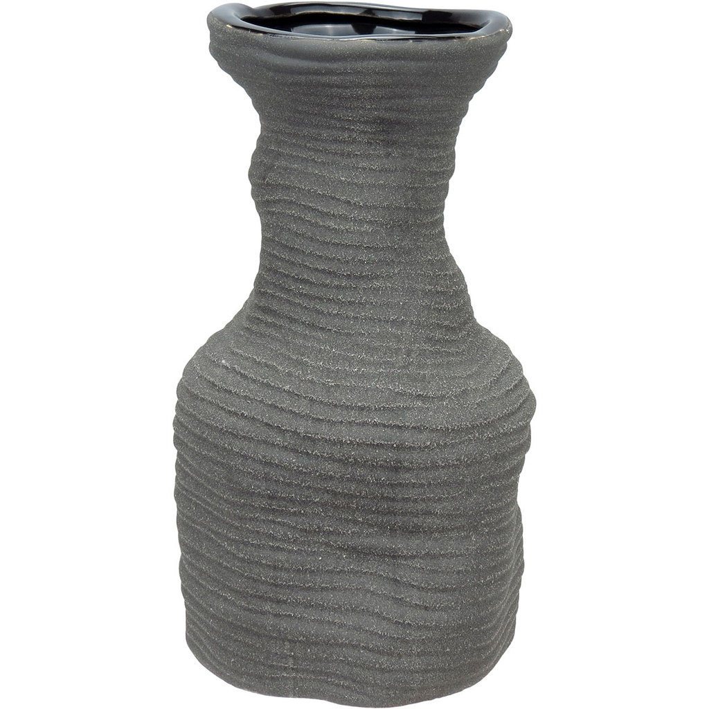 VASO DECORATIVO ENFEITE PLANTA APARADOR CERÂMICA 28x15x15cm CINZA