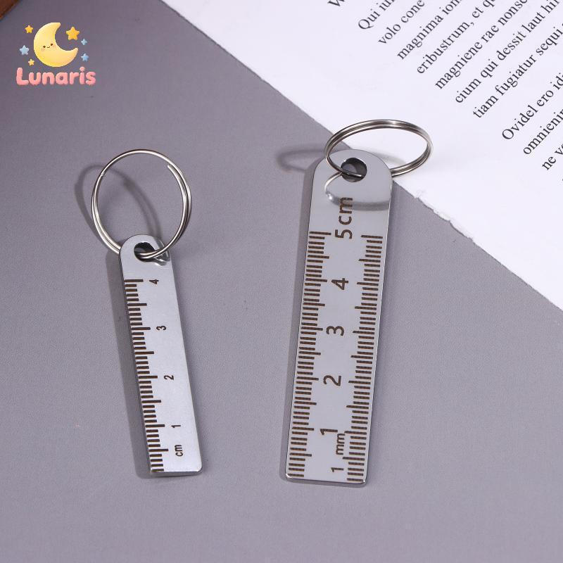 Mini Régua De Aço Inoxidável Lunaris Com Chaveiro-Ferramenta De Medição Para Material De Escritório E Escolar (Anti-Perd